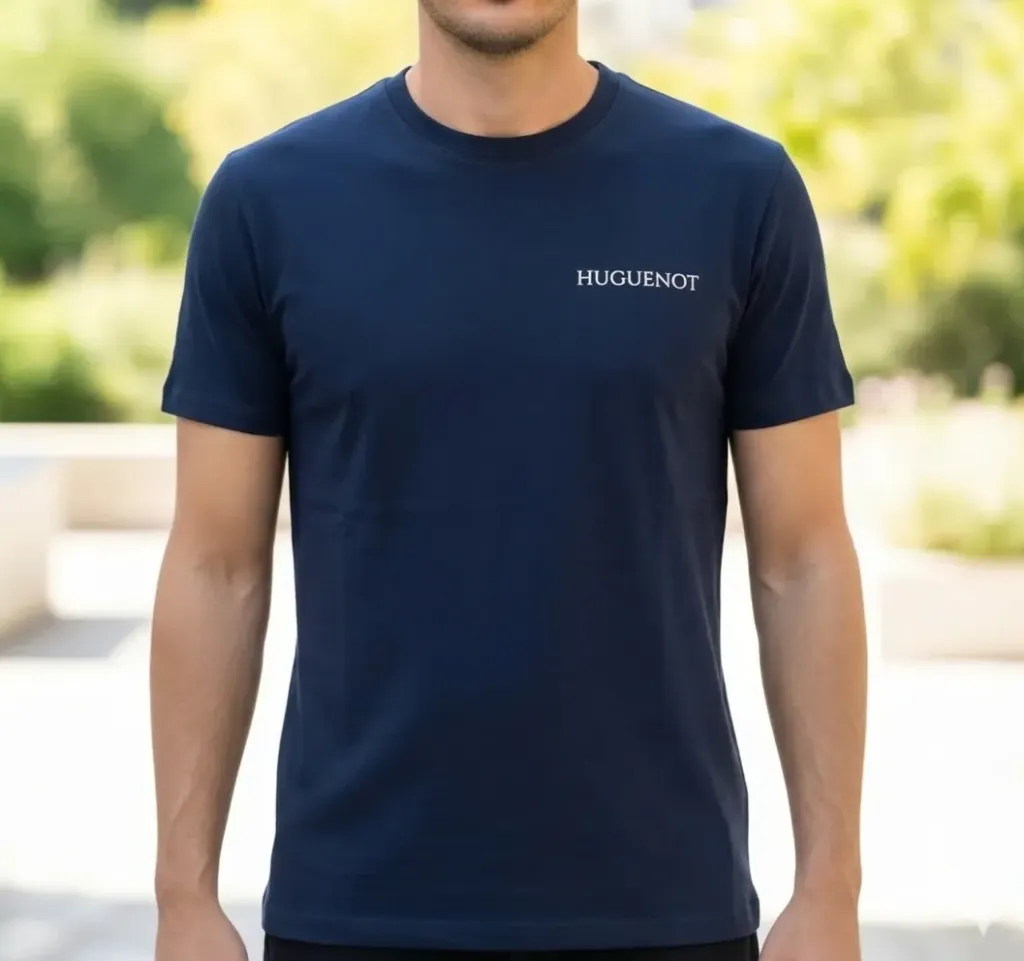 T-shirt bleu imprimé blanc (S)